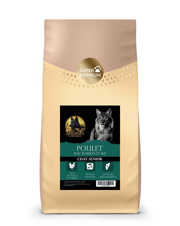 Croquettes Low Grain &ndash; Poulet avec Poisson et Riz &ndash; Chat Senior / St&eacute;rilis&eacute; / Contr&ocirc;le du Poids