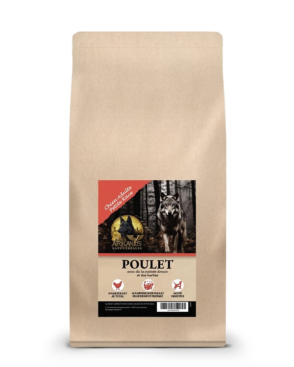 Croquettes Sans C&eacute;r&eacute;ales &ndash; Poulet avec Patate Douce et Herbes &ndash; Chien Adulte Petite Race